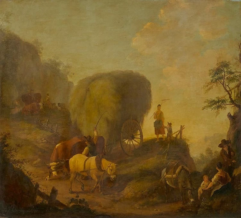 Balthasar Ommeganck - Figure e carro con fieno